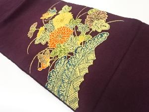 上代紬菊に蝶・垣根模様名古屋帯